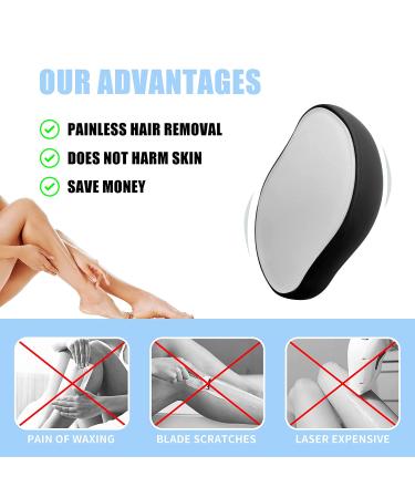 Crystal Hair Eraser - Painless Hair Removal Tool for Men and Women - Fast & Easy Exfoliation - Suitable for Arms, Legs, Back, Chest - Soft, Smooth, Silky Skin - Black - Buy Online on GoSupps.com