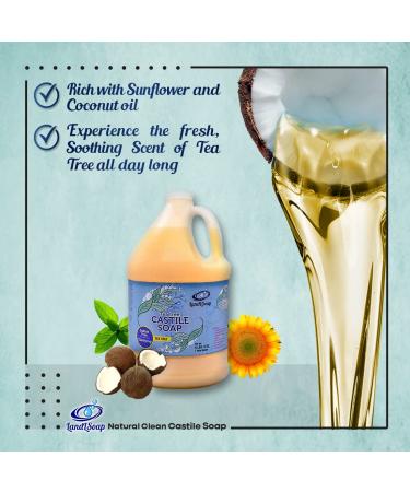 Buy Tea Tree Pure Castile Liquid Soap - Vegan Non-GMO All Skin Types 1 Gallon - Face Hand & Body Wash - Made in USA - Buy Online on GoSupps.com