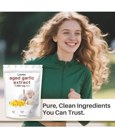 Lonex Aged Garlic Extract 7500mg Odorless Organic Garlic Capsules for Heart & Immune Antioxidant Supplements Vegetarian All-Natural Non-GMO Gluten-Free 300 Softgels - Buy Online on GoSupps.com