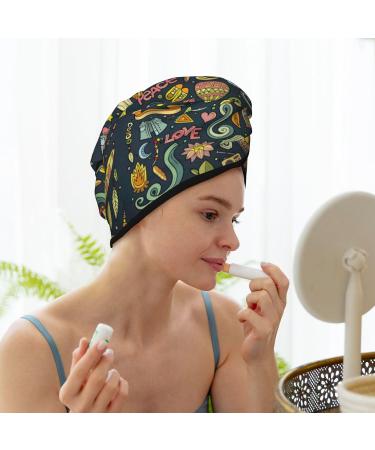 Hair Towel Wrap - Quick Drying Hair Turban with Button | Colorful Hippie Design - Perfect for Easy Drying & Soft Care - Buy Online on GoSupps.com
