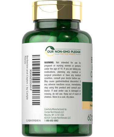 Carlyle Berberine with Ceylon Cinnamon | 60 Capsules | Vegetarian Non-GMO Gluten Free 60 Count (Pack of 1) - Buy Online on GoSupps.com