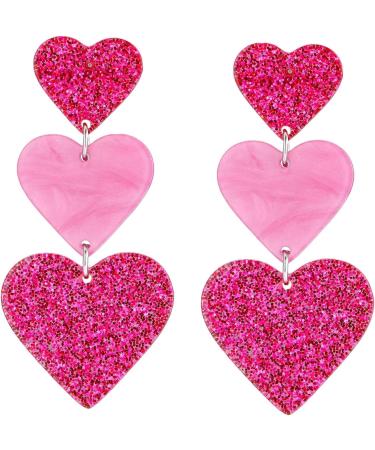 Feyley 3-Connect Heart Earrings | Vintage Acrylic Drop Jewelry for Girls & Ladies - 2023 Trendy Gift - Buy Online on GoSupps.com