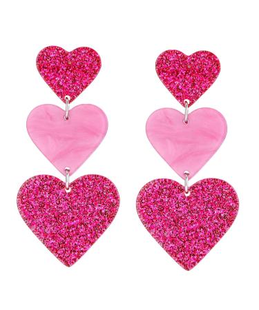 Feyley earrings delicate jewelry 3-Connect Heart earrings 2023 trend vintage temperament acrylic drops earrings for girls lady gifts