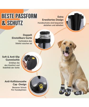 Eyin Dog Shoes - Water Repellent Non-Slip Reflective Velcro Fastener | Paw Protection for Small Medium & Large Dogs - Size 3 (Gray) - 2 Pieces - Buy Online on GoSupps.com