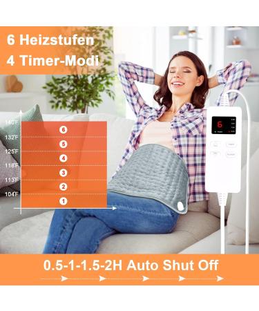Buy Electrical Heating Cushion - Fast Heating 6 Temperature Levels Overheating Protection & Auto Shutoff | 40x76 cm Safety Pillow for Optimal Comfort - Buy Online on GoSupps.com