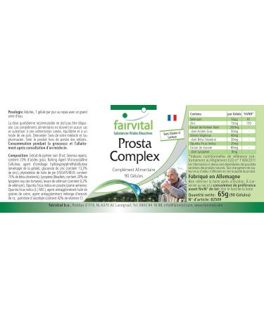 Fairvital Prosta Complex - High Dose Vegan Supplement with Selenium Zinc Saw Palmetto & Lycopene - 90 Capsules for Optimal Prostate Health - Buy Online on GoSupps.com