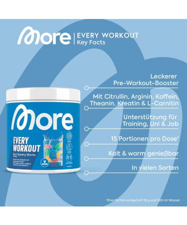 Buy More Every Workout Sour Rubber Worms - Vegan Pre Workout Booster for Motivation Focus & Performance - 270g | International Shipping - Buy Online on GoSupps.com