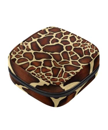 Menstrual Pad Bag with Zipper Ladies Napkin Pouch Tampons Collection Bag for Women and Girls (Giraffe Skin)