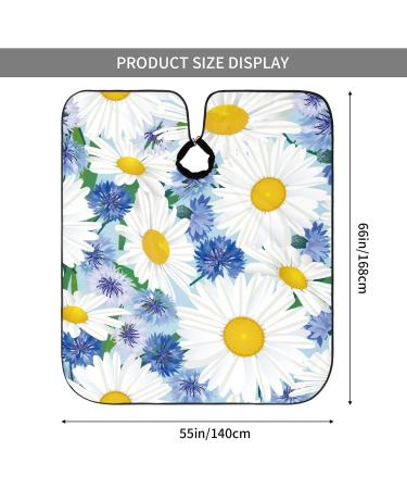 Professional Haircut Cape - Flower Chamomile Blue & White Adjustable Hairdressing Salon Apron - Buy Online on GoSupps.com