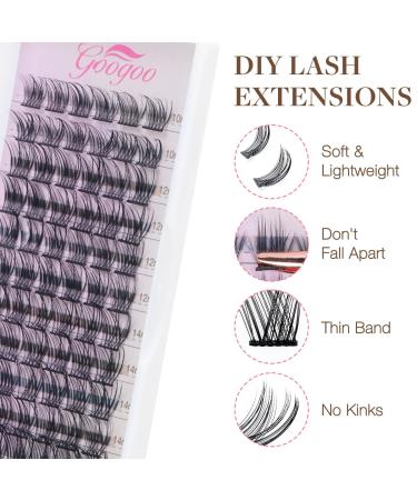 GOO GOO Lash Clusters - DIY Volume Eyelash Extensions | Natural Wispy C Curl 10-16mm Kit with Bond Seal & Tweezers (Leopard Eye - Buy Online on GoSupps.com