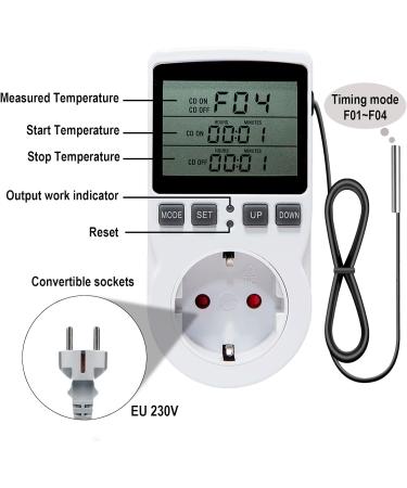 Temperature Controller Socket 230V - Digital Thermostat with Timer for Greenhouses Terrariums & Aquariums | Ideal for Seed Germination & Climate Control - Buy Online on GoSupps.com