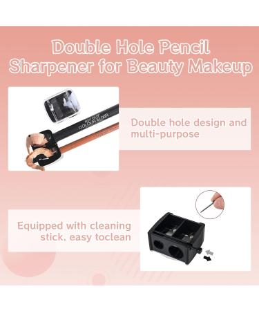 3PCS Makeup Pencil Sharpener Set - Portable Eyeliner, Lip Liner, Eyebrow Pencil Sharpener with Protective Cover and Cleaning Tools - Black - Buy Online on GoSupps.com