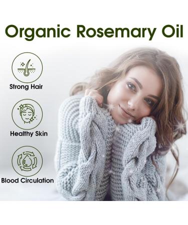 Organic Rosemary Oil for Hair Growth Pure Essential Oil for Dry Damage Hair Dandruff Scalp Treatment Hair Loss Eyelashes Eyebrows Hair Care - Buy Online on GoSupps.com
