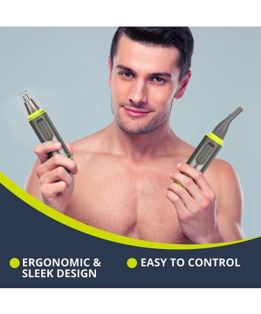 2 in 1 Men's Facial Hair Trimmer - Painless Trimming for Nose, Ear, Necklines, Sideburns, and Eyebrows - Buy Online on GoSupps.com