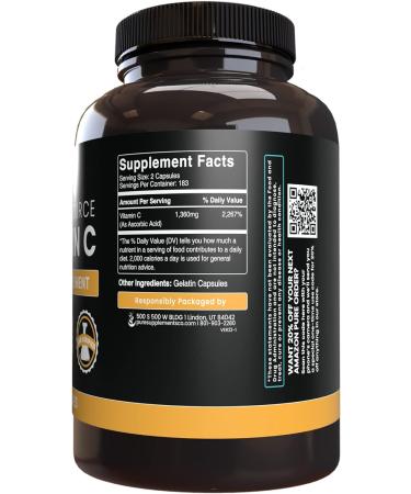 365 Capsules Pure Vitamin C - Gluten-Free, No Fillers, 365 Count Pack - Original Ingredients, No Additives - Buy Online on GoSupps.com