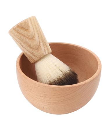 Shaving Brush Set for Men Soft Faux Animal Hair Shaving Brush and Wood Shaving Bowl Set for Father Husband Boyfriend Birthday and Valentines Day Gifts