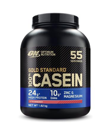 Optimum nutrition gold standard 100% casein slowly digestible protein powder with zinc magnesium & amino acids supports muscle growth & repair overnight Strawberry 55 portions 1.82 kg - Buy Online on GoSupps.com