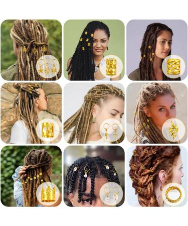 JOISHOP 245pcs Hair Jewellery for Braids Gold Braid Beads Gold Hair Cuffs Charms Rings for Girl Women Men Hair Braids Decoration Party Music Festival - Buy Online on GoSupps.com
