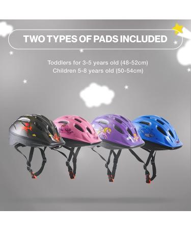 Kids Bike Helmet | Adjustable Toddler to Youth Size | Ages 3-8 | Breathable & Durable | Purple Unicorn Design - Buy Online on GoSupps.com