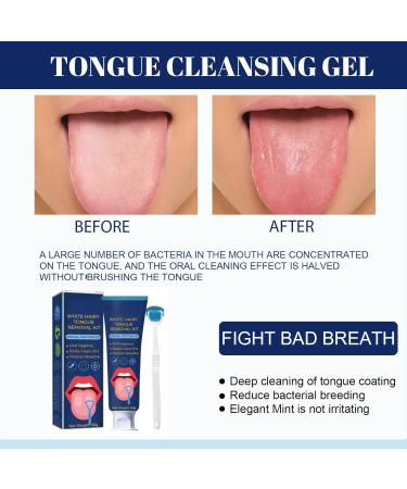 LYINUR 2PCS Tongue Cleaner Gel and Brush Kit - Fresh Mint Tongue Scrapers for Adults Oral Care - Buy Online on GoSupps.com