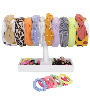 White Leather Headband Organizer Stand - 14.3 Inch Display for Baby Girls and Women - Buy Online on GoSupps.com