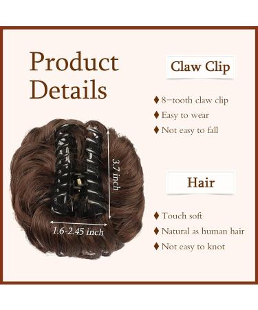 Sofeiyan Claw Clip Messy Bun Hair Piece | Wavy Curly Updo Hair Extensions | Dark Brown/Golden Auburn - Buy Online on GoSupps.com