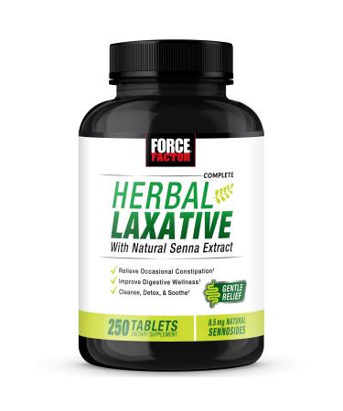 Force Factor Herbal Laxative for Constipation Relief for Adults Digestion Supplement Made with Senna to Cleanse Detox and Soothe Laxatives for Constipation for Women and Men 250 Tablets