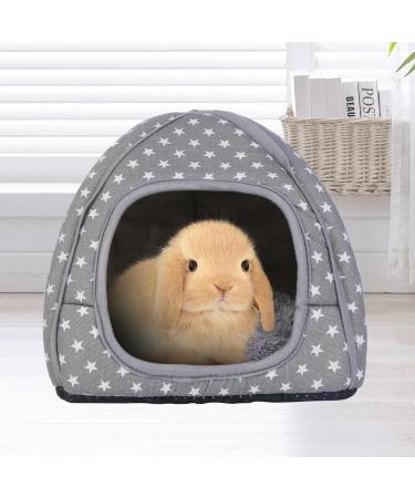 Hioph Guinea Pig Bed House Cozy Hamster Rabbit Bed with Removable Pad Warm Sleeping House Samll Animal Hideout for Guinea Pig Hamster Rabbit Hedgehog Chinchilla(Gray Star Pattern) - Buy Online on GoSupps.com