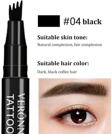 Four-Headed Eyebrow Pencil | 3D Liquid Eyebrow Makeup Pencil Long-Lasting Formula Eyebrow Makeup Tool for Dating Parties Anniversary and Daily Use D: Black - Buy Online on GoSupps.com