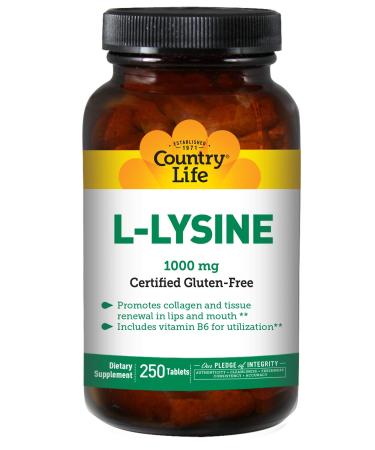 Country Life L-lysine 1000 Mg with b-6, 250-Count 250 Count (Pack of 1)
