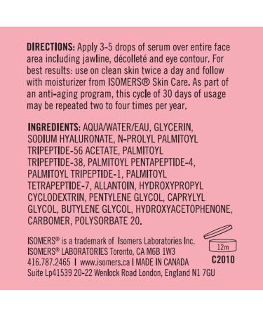 ISOMERS Matrixyl-4 Pure Collagen Peptide Serum - Anti-Wrinkle Face Serum for Radiant Skin Defines Facial Contours & Increases Firmness | 30ml - International Shipping Available - Buy Online on GoSupps.com