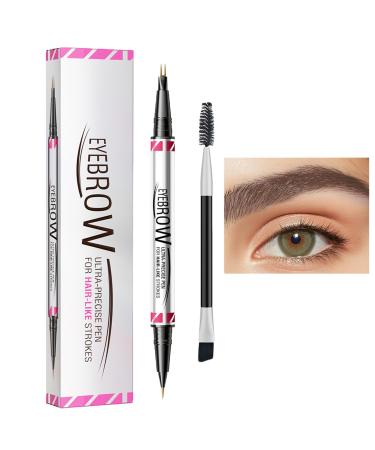 Fellflying Curved eyebrow pen 2 in 1 eyebrow pen with eyeliner pencil Smudgeproof 2in1 eyebrow pencil and eyeliner pen Eyebrow Tool Eyebrow Pen for Girlfriend Wife Friend Sister 02