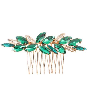 Abaodam Crystal Bride Wedding Hair Comb Rhinestone Bridal Hair Clip Sparkly Hair Piece Gem Hair Accessories for Women and Girls Green