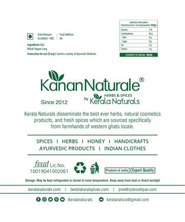 Kerala Naturals Long Pepper 100gm - Buy Online on GoSupps.com
