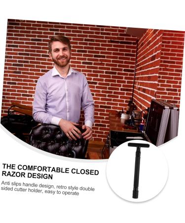 Minkissy 3pcs Manual Shaver Set - Disposable Steel Beard Razor & Facial Shaver for Men - Aluminum Alloy Handle Double Edged Black - Perfect Grooming Tool - 10.3x4cm - Buy Online on GoSupps.com