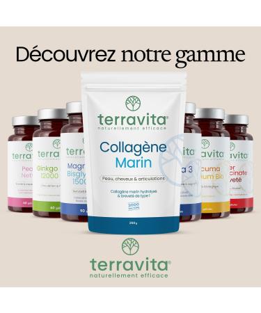 COLLAG NE MARIN Brevet Peptan en Poudre | 250g de Peptides de Collag ne Purs | Riche en Tripeptides | Articulations Souples Peau Lisse et Hydrat e | Go t Neutre | 100% Fran ais | Terravita - Buy Online on GoSupps.com