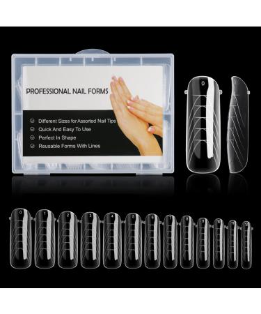 BNG Dual Forms System Flat Square Full Cover Poly Nail Gel Extension Mold Tips Professional 130 PCS Nail Form Quick Building Reusable Mold N