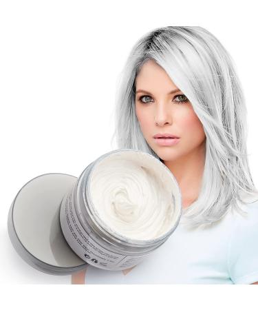 White Hair Color Wax  Natural Hairstyle Wax 4.23 oz  Temporary Hairstyle Cream for Party  Cosplay  Halloween  Daily use  Date  Clubbing (White)