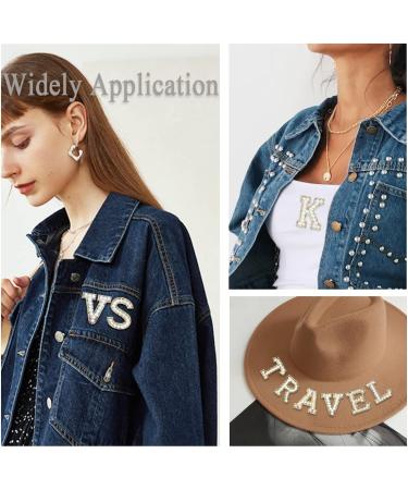 Sparkly Rhinestone & Pearl Iron-On Patch - M White | DIY Alphabet Applique for Clothing - Buy Online on GoSupps.com