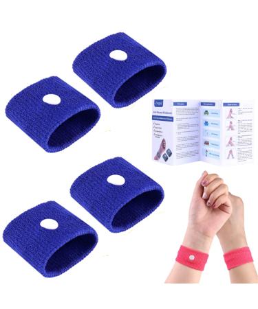 2 Pairs Motion Sickness Relief Wristbands Travel Sickness Bands Anti Nausea Wrist Bands Bracelet for Pregnancy Morning Sickness Sea Travel Car Sickness Adults and Children Blue+blue