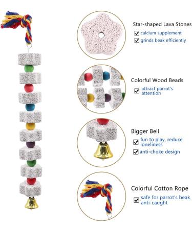 2 Pack Big Bird Kielzeugen - Parrot Beak Grind Calcium Stones with Bells | Cage Accessories & Toys for Budgies Nymphicus Hamsters & Chinchillas - Buy Online on GoSupps.com