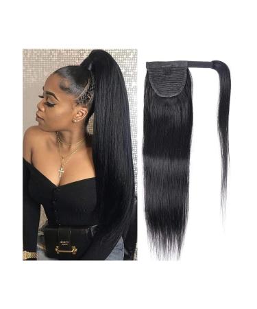 Ponytail Extensions Clip in Ponytail Extension 10-24 Inch Wrap Around Long Straight Ponytail Extension Natural Color Remy Human Hair Extensions for Black Woman for Women(Size:12inch 100g)