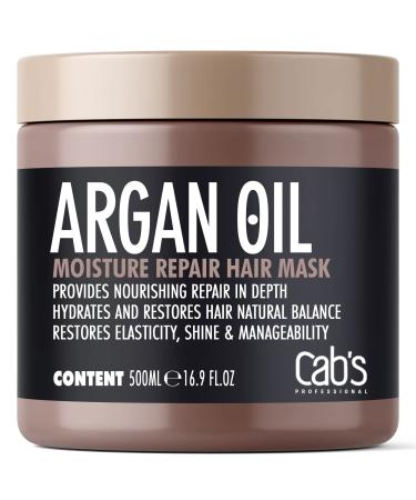 Cab's Moroccan Argan Oil Hair Mask - Deep Conditioning Treatment Hydrating Hair Therapy Repair Dry Damaged & Color Treated Hair -Sulfate Free (16.9 Oz / 500g)