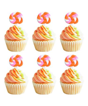 Keaziu 25 Pack Lollipop Cupcake Toppers Colorful Lollipop Candyland Cake Decoration Birthday Baby Shower Sweet Candyland Themed For Boys Girls Party Supplies Decorations pink-1