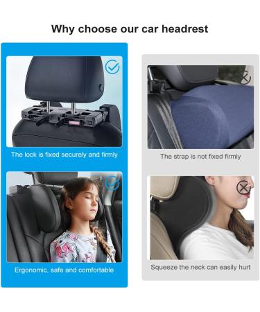 Adjustable Leather Car Headrest for Children & Adults - Neck Support Pillow with Telescopic Bar | Breathable Car Cushions (Black) - Buy Online on GoSupps.com