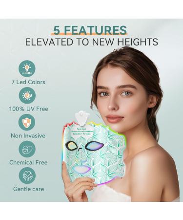 SAKOTISO LED Face Mask - 7 Color Light Therapy for Skin Care | Infrared & Blue Red Light Facial Treatment Black - Buy Online on GoSupps.com