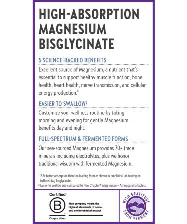 New Chapter Magnesium Complex Supplement 325mg with Magnesium Glycinate + Sea-Sourced + Fermented Forms for Heart Bone Nerve Muscle & Cellular Energy 100% Vegan 60 Tablets 60 Count (Pack of 1) - Buy Online on GoSupps.com