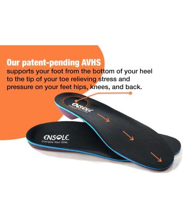 Ensole Orthopedic Insoles - Arch Support Inserts for Men and Women | Flat Feet, Plantar Fasciitis, Foot Pain Relief | US Men's 9-9.5 / Women's 10.5-11 - Buy Online on GoSupps.com