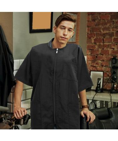 Buy Lurrose Barbers Apron - Stylish Short Sleeve Hairdresser Smocks & Zippered Capes for Salon Professionals | International Shipping - Buy Online on GoSupps.com