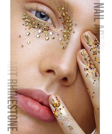 3120 Pcs Gold Crystal Nail Art Rhinestones Kit with Tweezers and Drill Pen - EBANKU - Buy Online on GoSupps.com